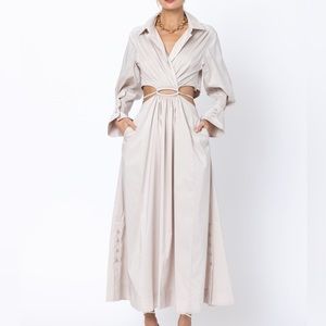 JONATHAN SIMKHAI ALEX POPLIN SHIRT DRESS - OYSTER